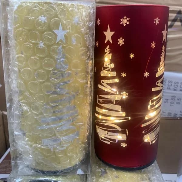 Lampki LED Świąteczne Czerwone z choinką i gwiazdami