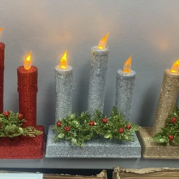LED Świeczniki Bożonarodzeniowe Czerwony Srebrny Złoty