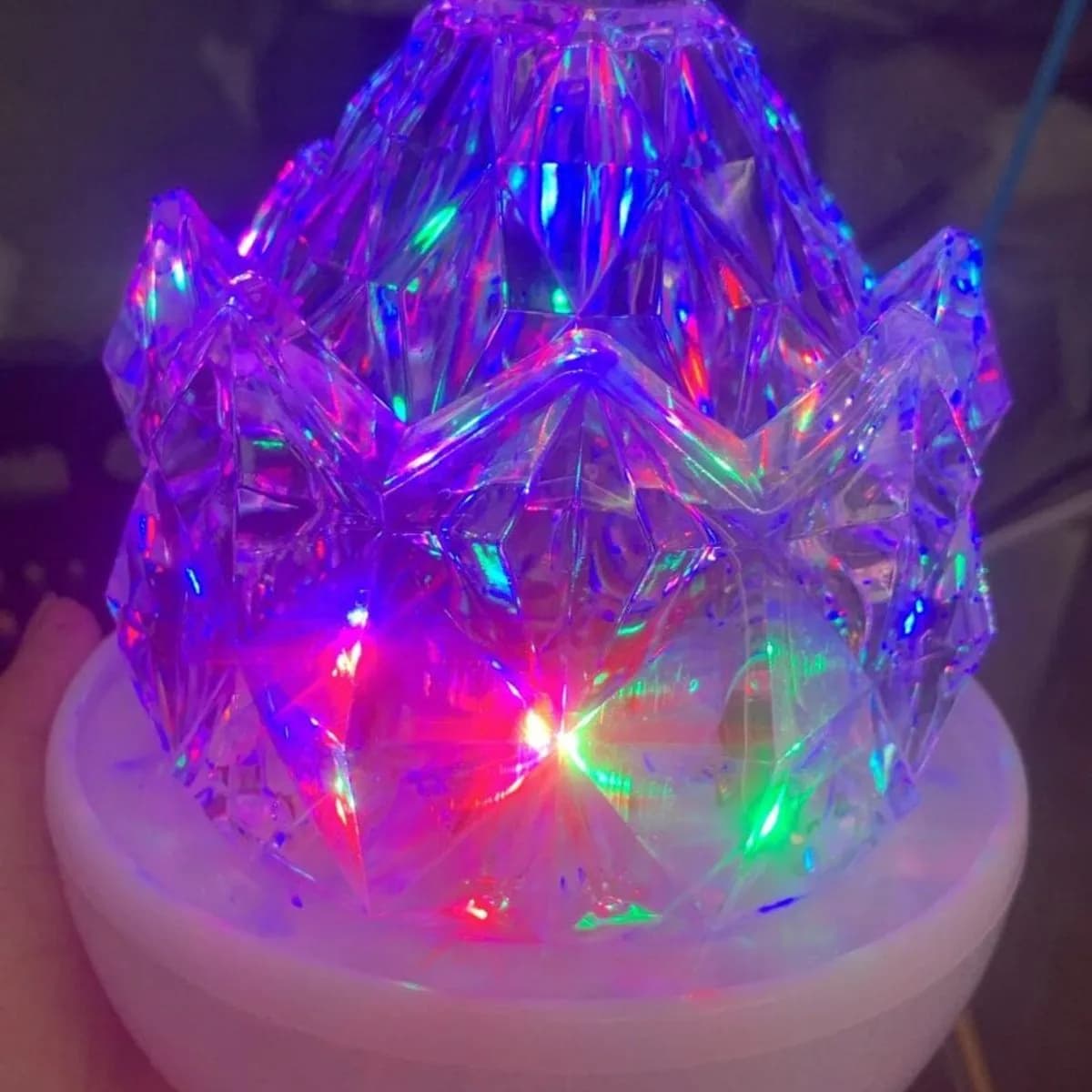 Lampka LED dekoracyjna kryształowa fioletowo-niebieska