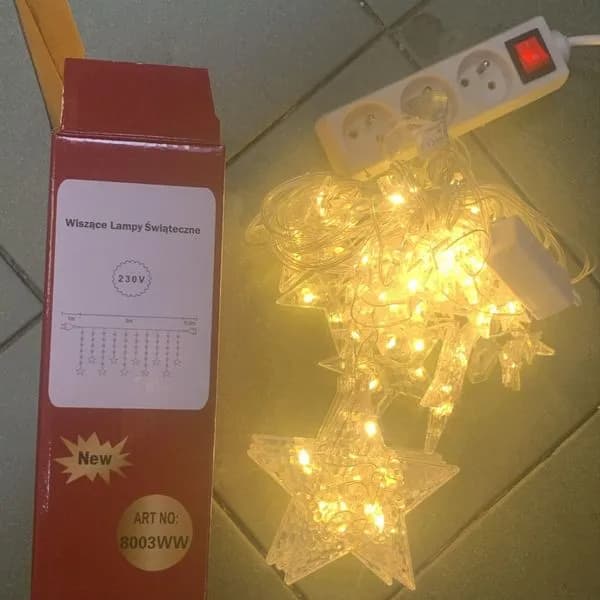 Wiszące Lampki Świąteczne 3m Z Gwiazdami 230V