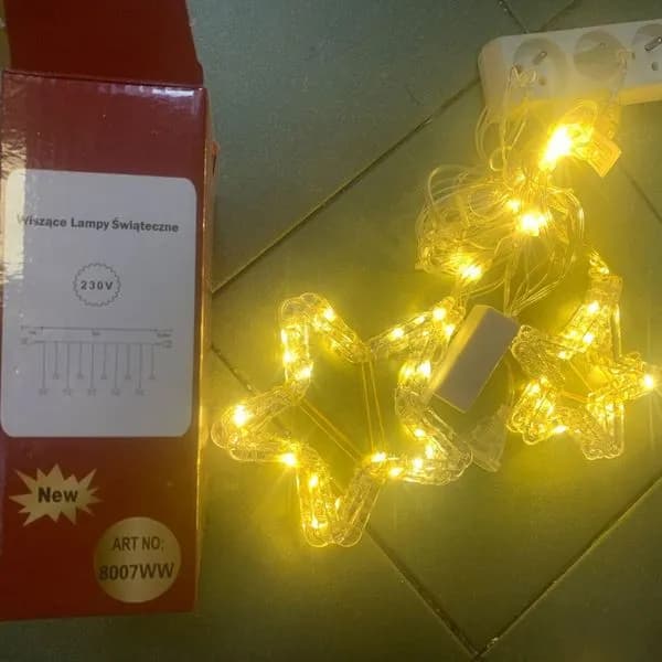 Wiszące Lampki Świąteczne 3m Gwiazdy LED 230V