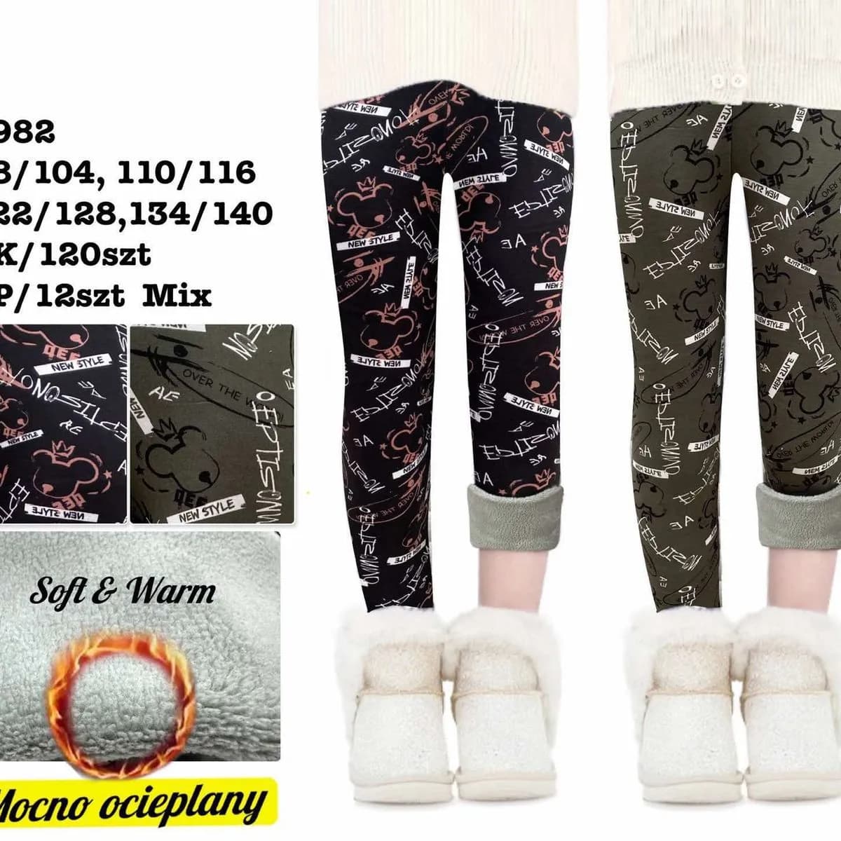 Legginsy dla Dzieci Ocieplane Mix Rozmiary 98-140