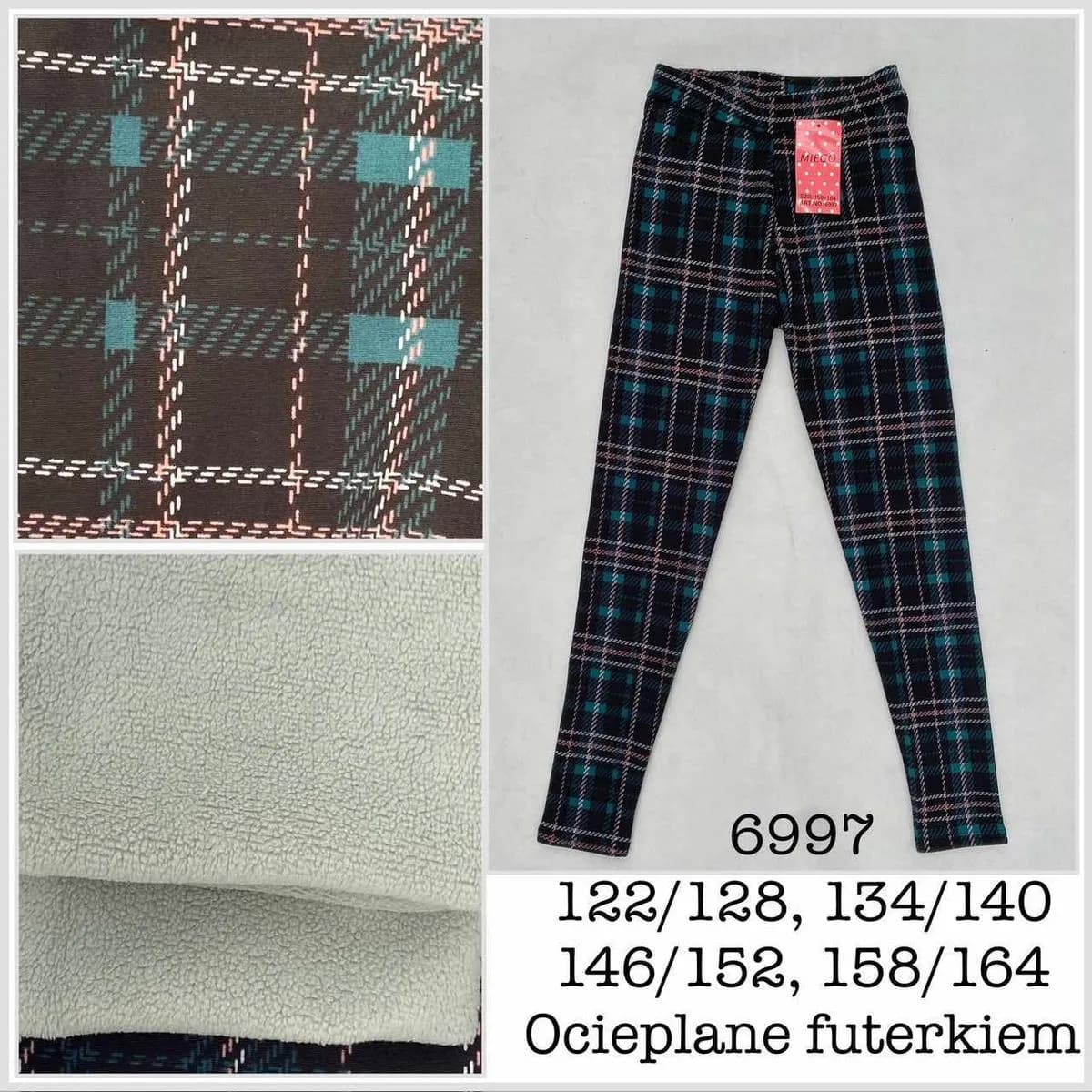 Legginsy dla Dzieci Ocieplane w Kratę Rozmiary 122/128-158/164