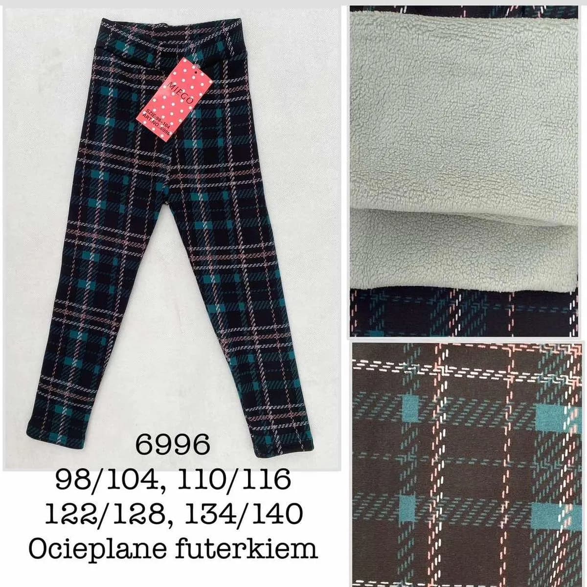 Legginsy dla Dzieci Ocieplane Krata 128/128, 130/140