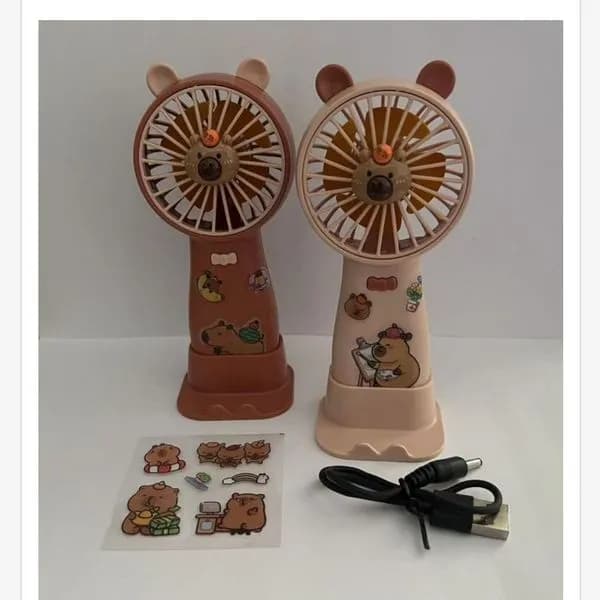 Wentylator ręczny z misiem USB brązowy/beżowy