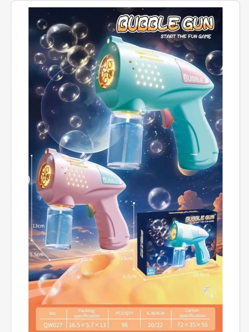 Pistolet do baniek mydlanych Bubble Gun niebieski i różowy