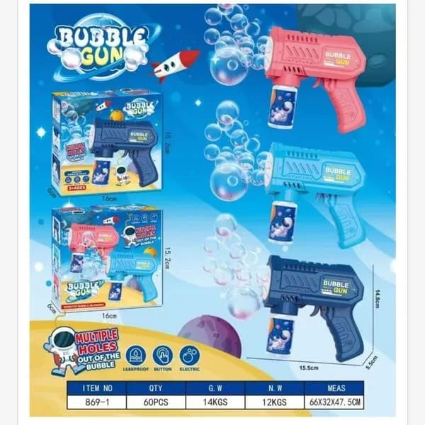 Pistolet do baniek mydlanych Bubble Gun 15cm niebieski/różowy