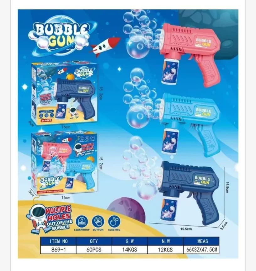 Pistolet do baniek mydlanych Bubble Gun 15cm niebieski/różowy