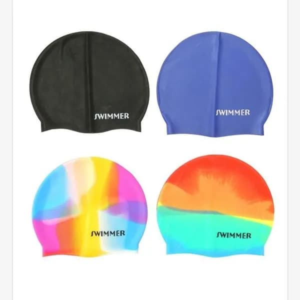 Czepek pływacki Swimmer, 4 szt. czarny/niebieski/multikolor
