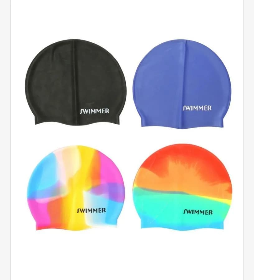 Czepek pływacki Swimmer, 4 szt. czarny/niebieski/multikolor