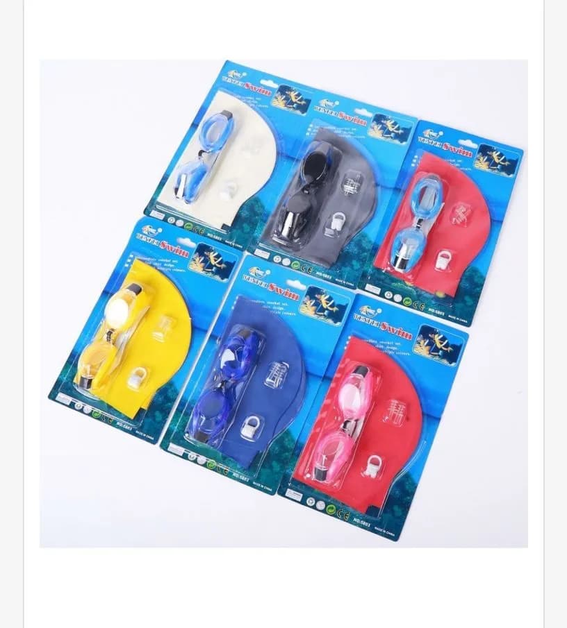 Okulary do pływania z czepkiem, zestaw 6 kolorów