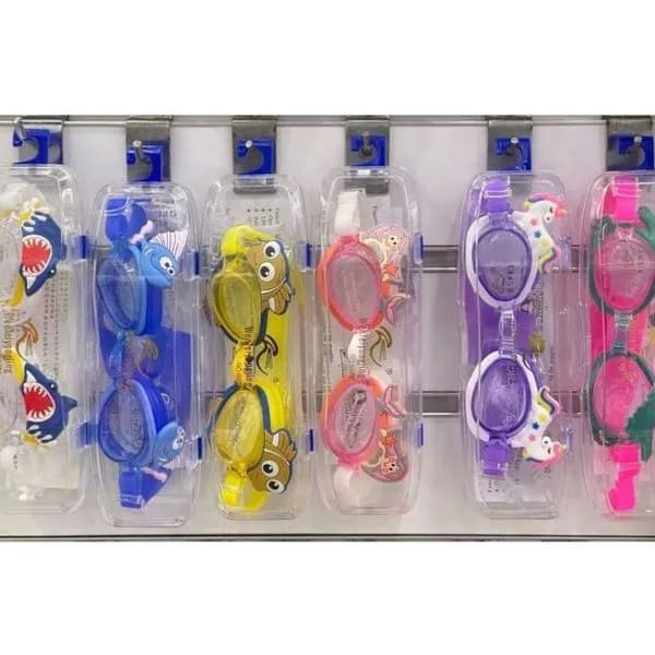 Okularki do pływania dziecięce z rekinem, 6 kolorów