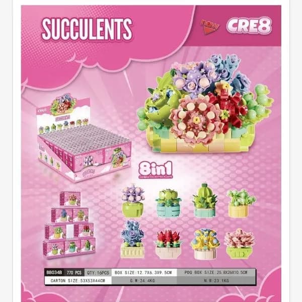 Zabawki Klocki Kwiaty Succulents