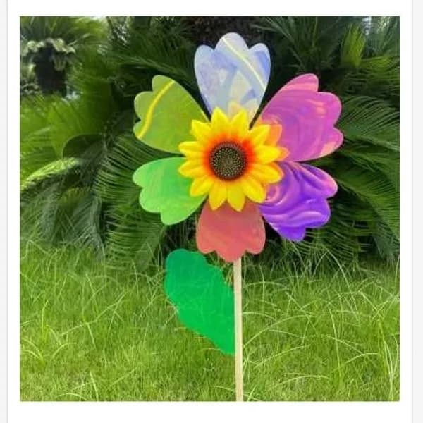 Wiatrak Plastikowy Kwiat 36cm Wielokolorowy