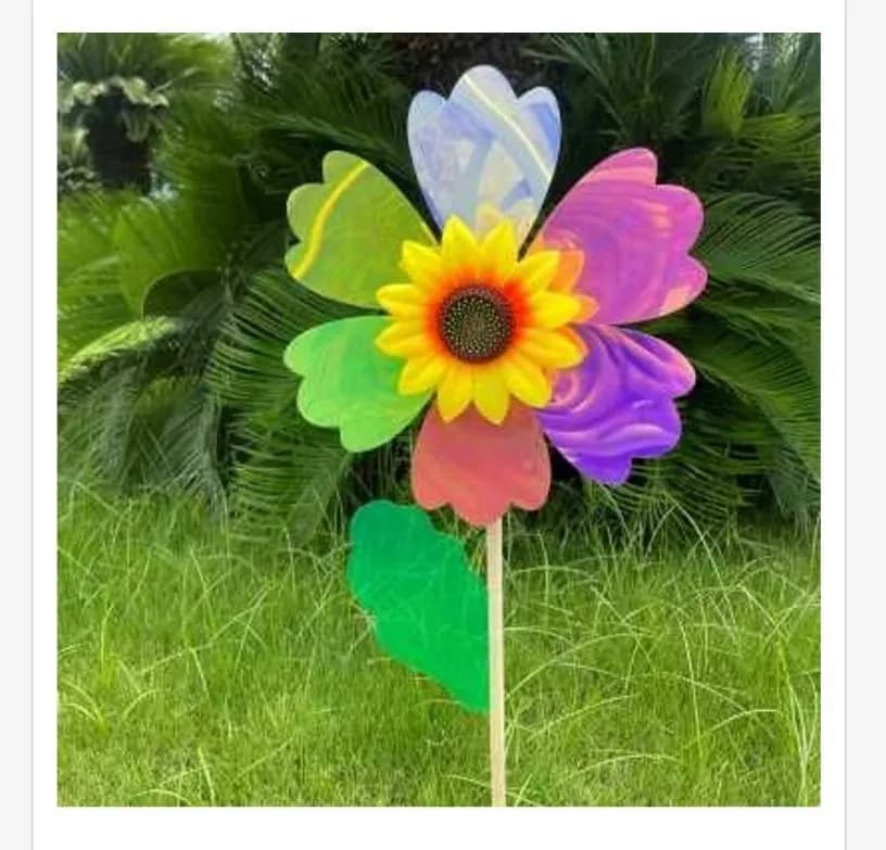 Wiatrak Plastikowy Kwiat 36cm Wielokolorowy