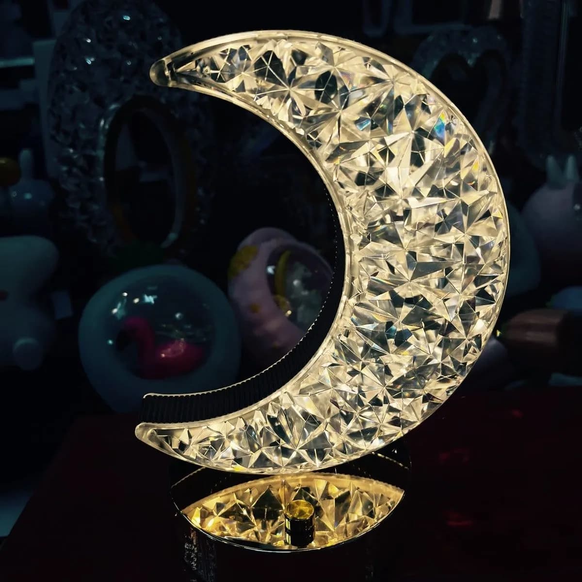 Lampka na noc kryształowa półksiężyc, dekoracyjna LED
