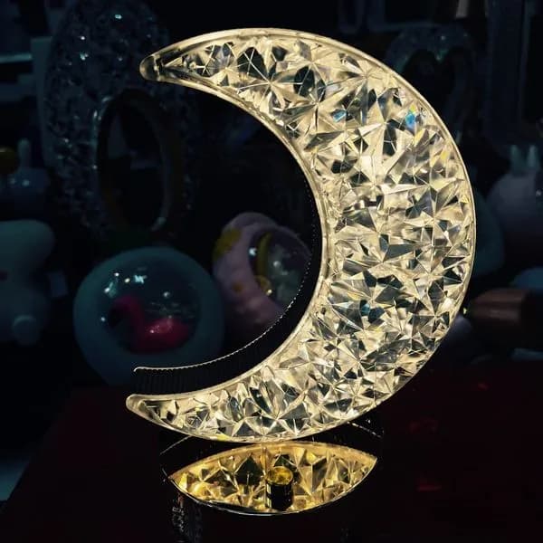 Lampka na noc kryształowa półksiężyc, dekoracyjna LED