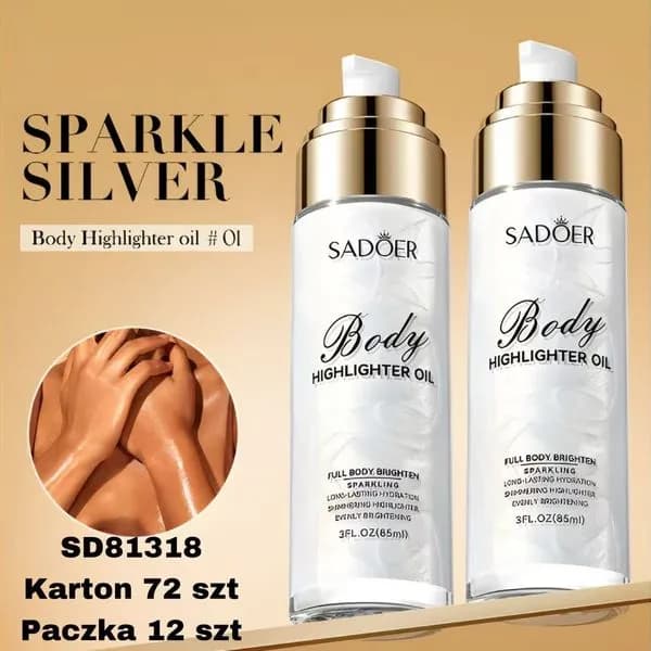 SADOER Rozświetlający Olejek do Ciała Body Highlighter Oil 85ml Silver