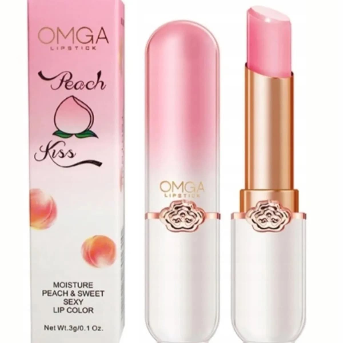 Pomadka do Ust OMGA Peach Kiss 3g Nawilżająca - Opakowanie 24 szt.