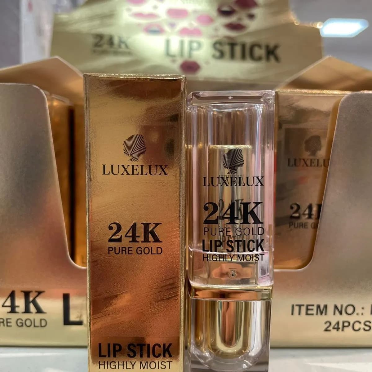 Pomadka do Ust Zmieniająca Kolor LUXELUX 24K Pure Gold 24 szt.