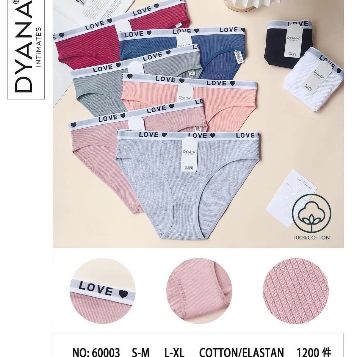 Majtki damskie bawełniane S-XXL, zestaw wielokolorowy