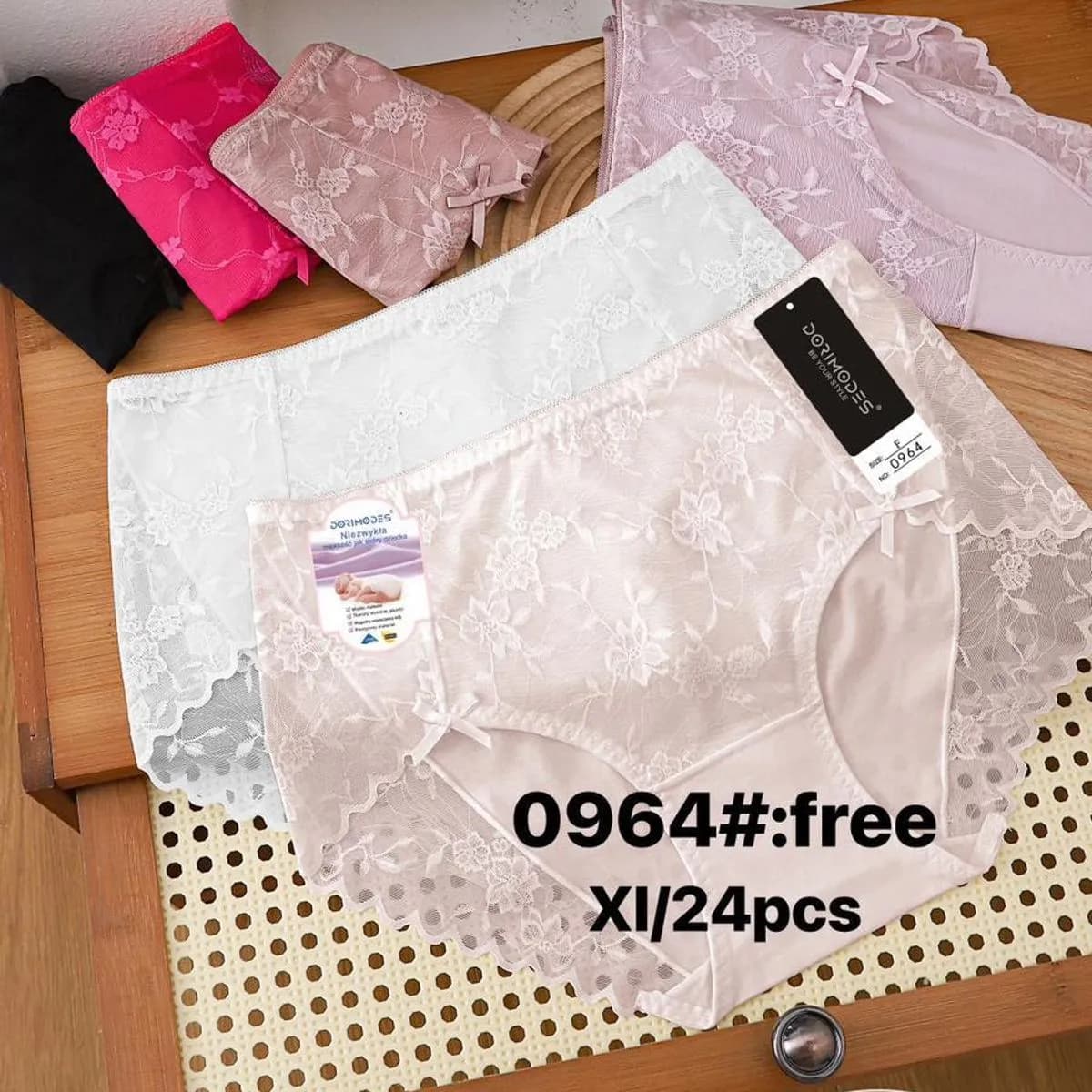 Majtki damskie Dorimodes M-L XL beżowe różowe czarne 24 szt
