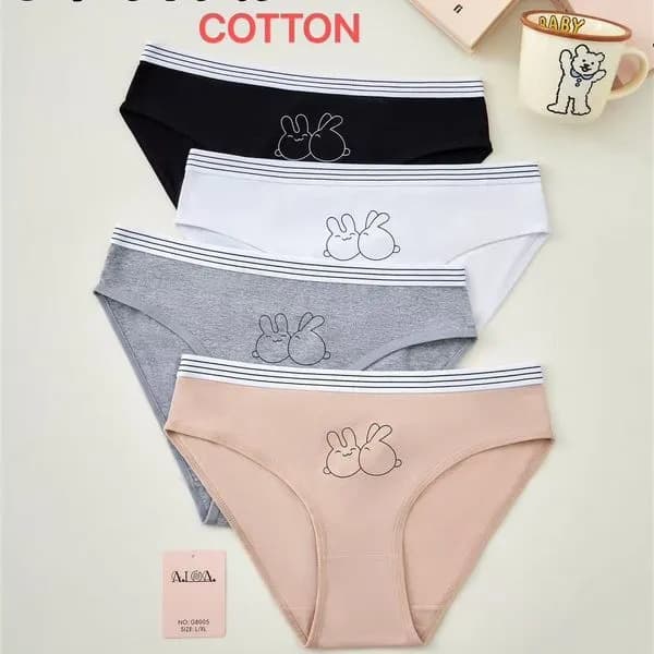 Majtki damskie Aina Cotton S/M L/XL z króliczkami 4 szt