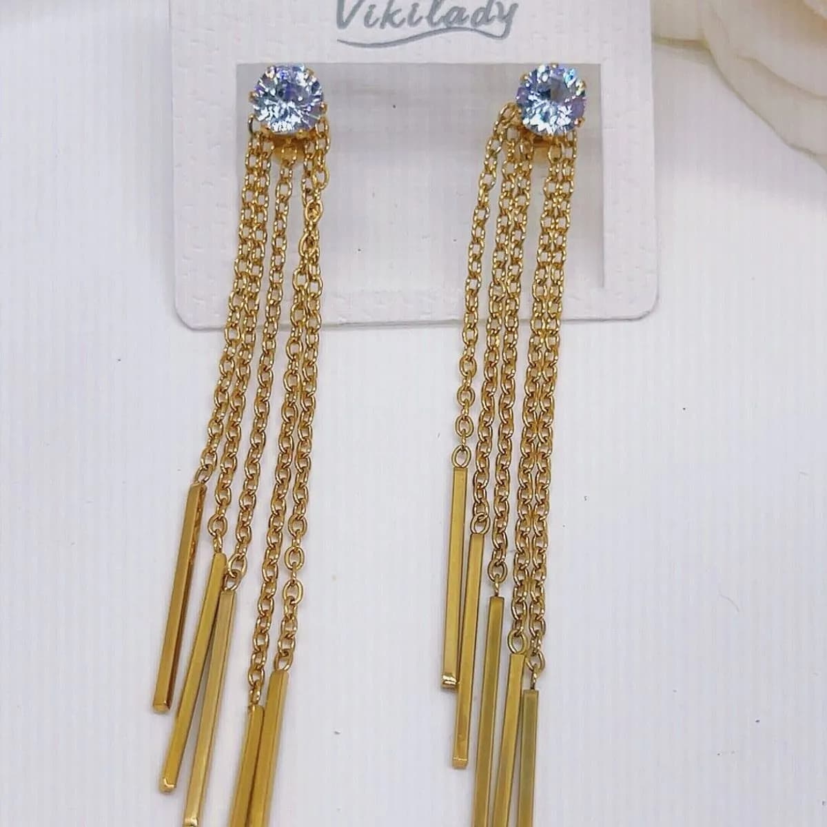 Kolczyki damskie wiszące 316L ze stali, Vikilady