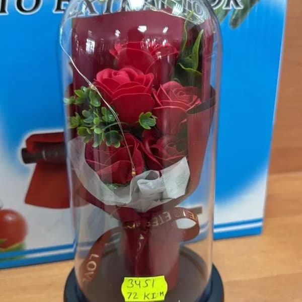 Dekoracyjny Kwiat LED w Szkle Czerwony 72.5cm