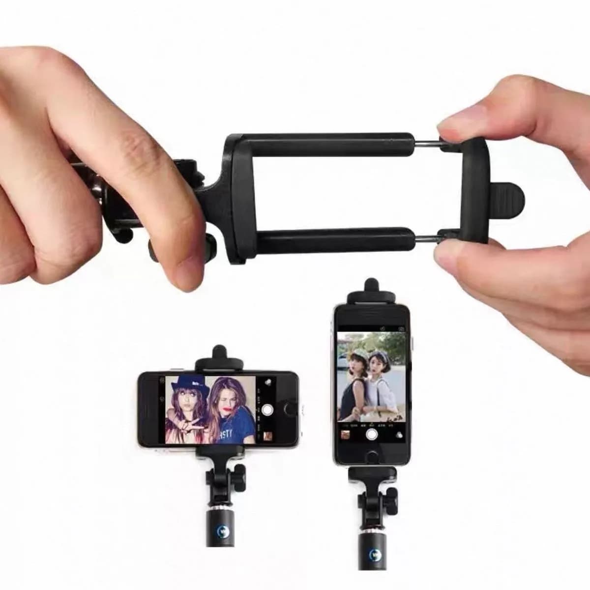 Selfie Stick z uchwytem na telefon czarny