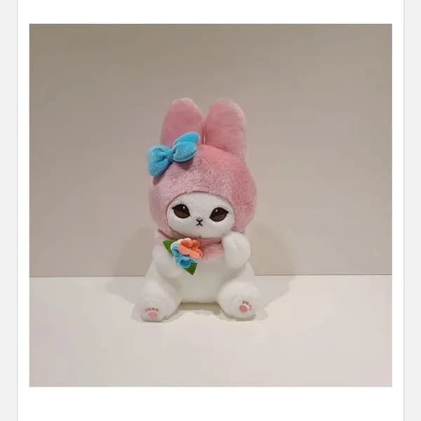 Maskotka pluszowa różowy królik z kwiatem