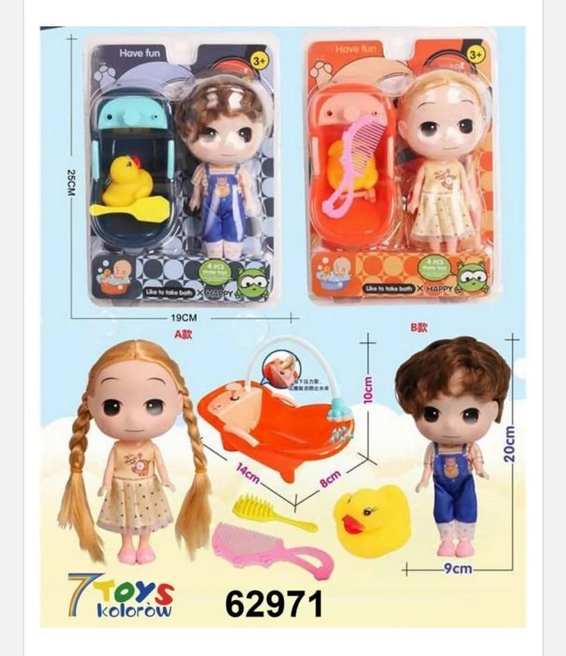 Zabawki do kąpieli lalki z wanną i akcesoriami 18 cm
