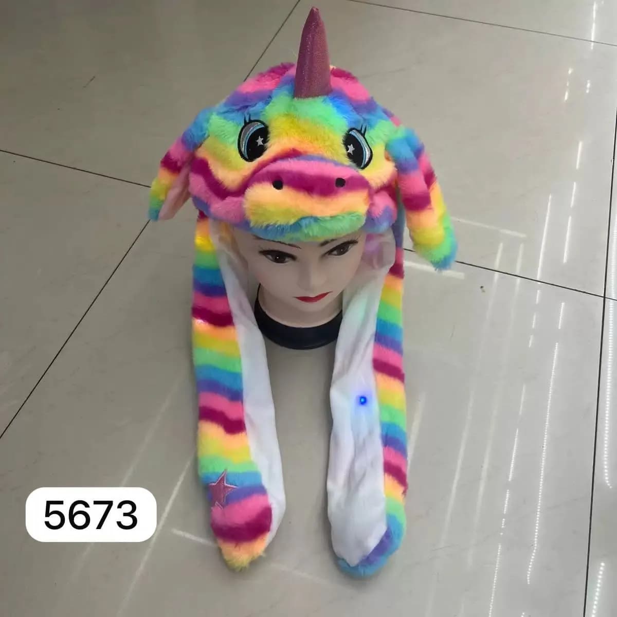 Czapki Jednorożec Tęczowe z LED S573