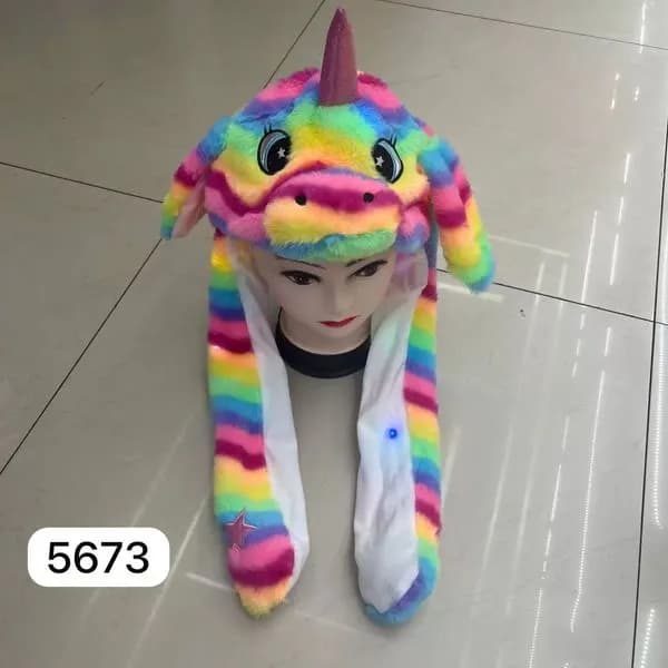 Czapki Jednorożec Tęczowe z LED S573
