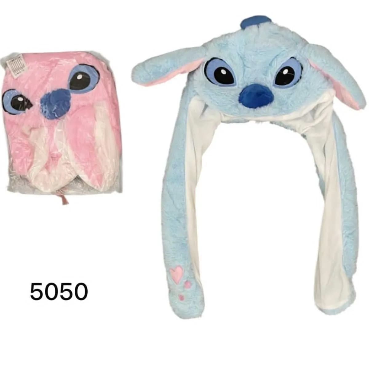 Czapki Stitch na uszy niebieska i różowa