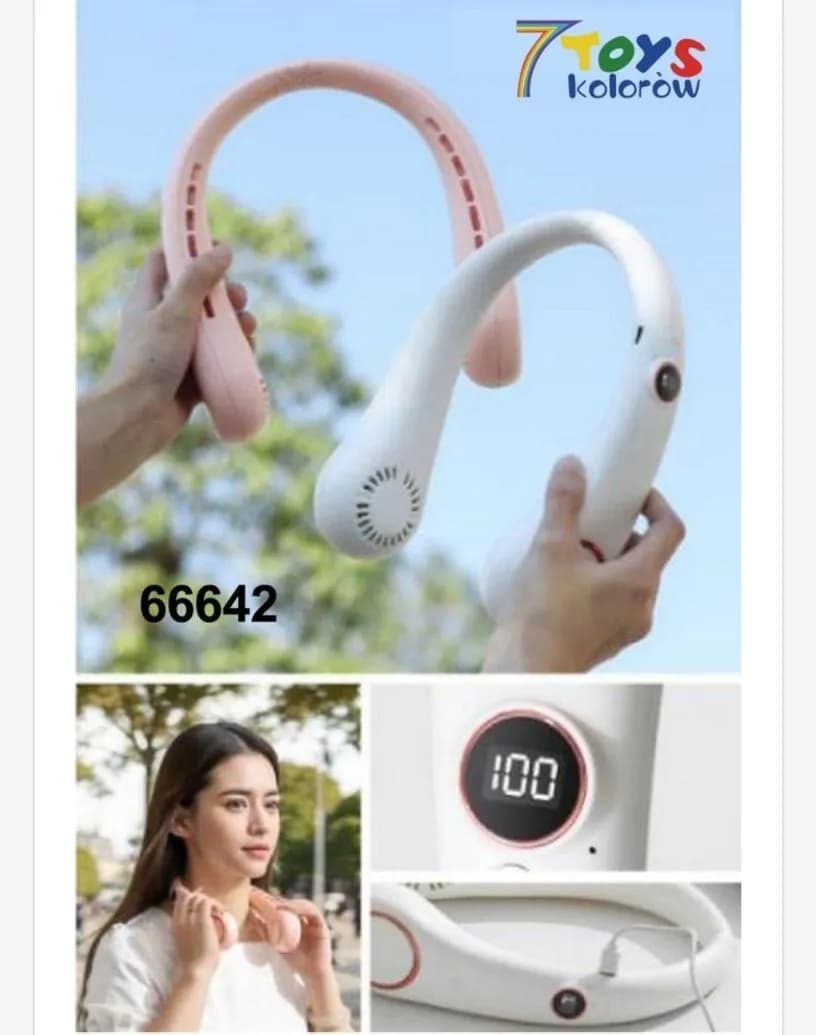 Przenośny wentylator na szyję z wyświetlaczem