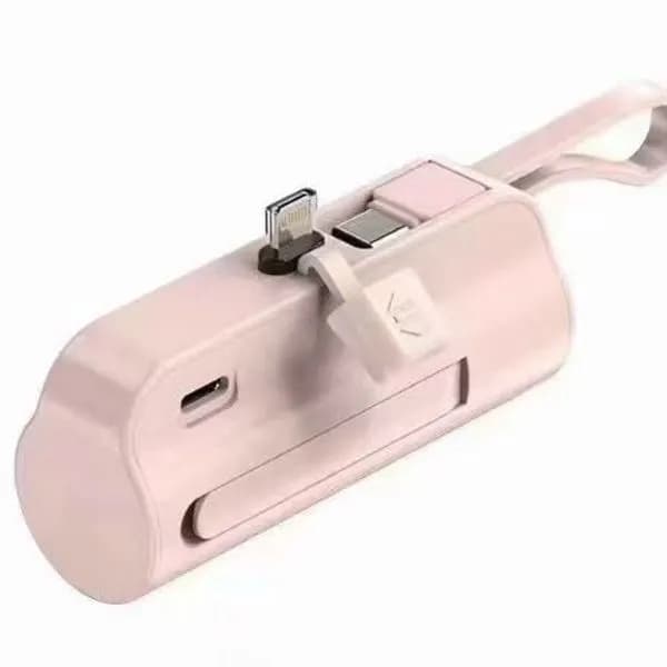 Power Bank 5000mah Mini Różowy z Wtyczką Lightning i USB-C