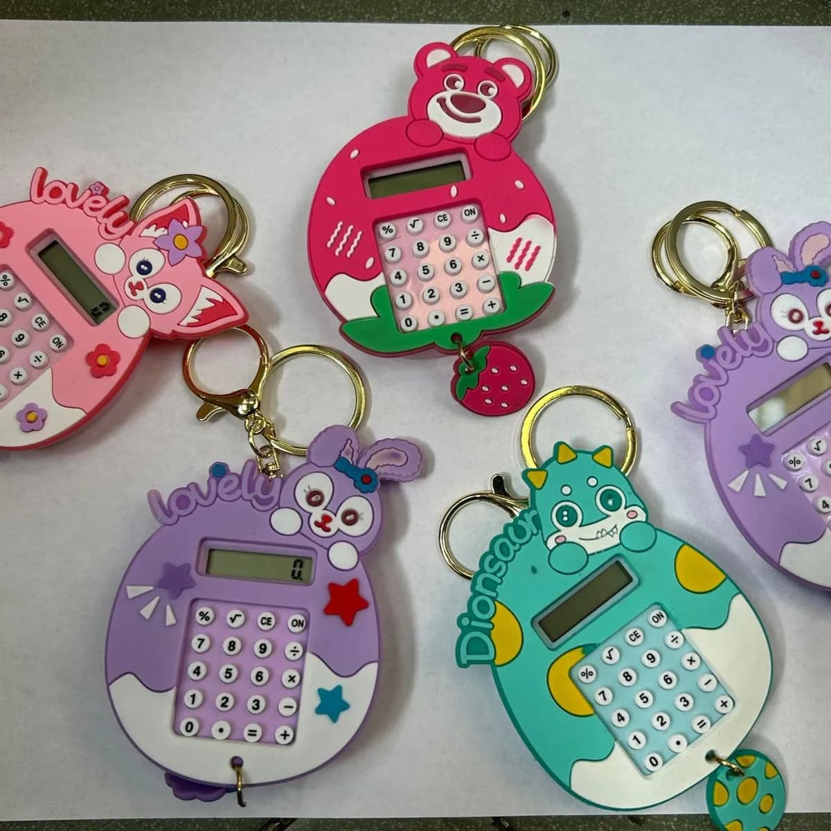 Brelok do Kluczy z Kalkulatorem Silikonowy Zwierzątka 24 szt.