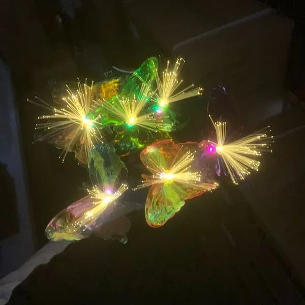 Zestaw Lampa Solarna 2PCS Motyle Światłowodowe RGB