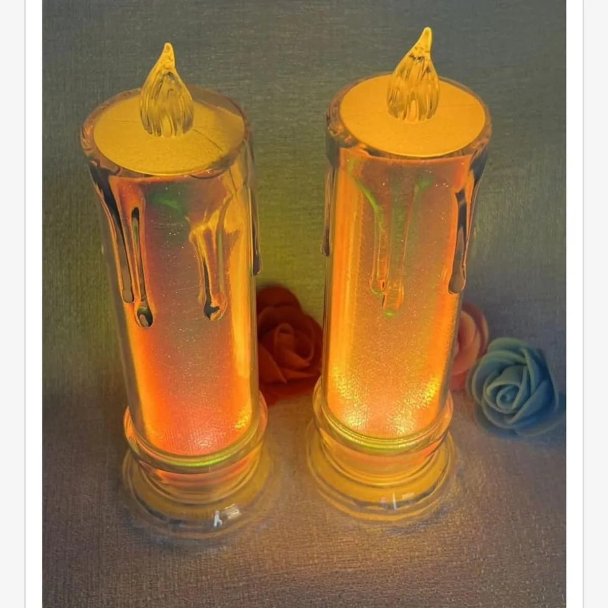 Świeca Elektryczna LED 5x15cm z Efektem Wosku i Brokatem