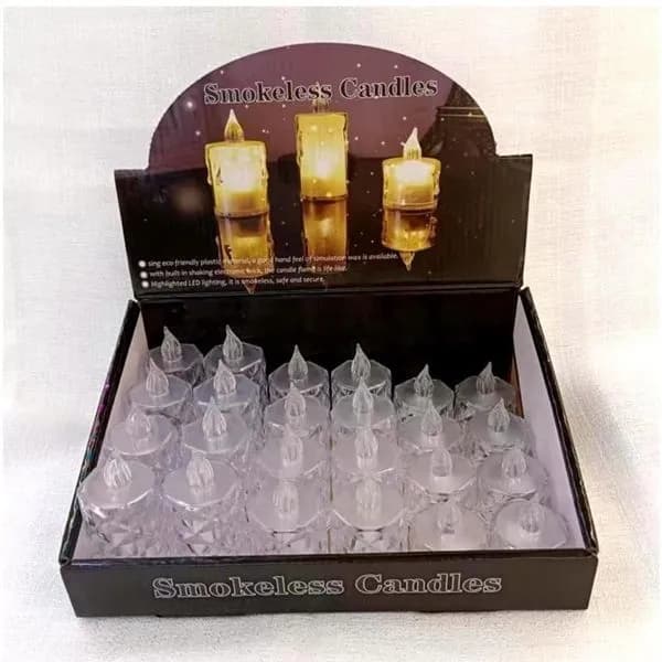 Świeca Elektryczna LED 4x8cm Kryształowa Bezpłomieniowa 24szt