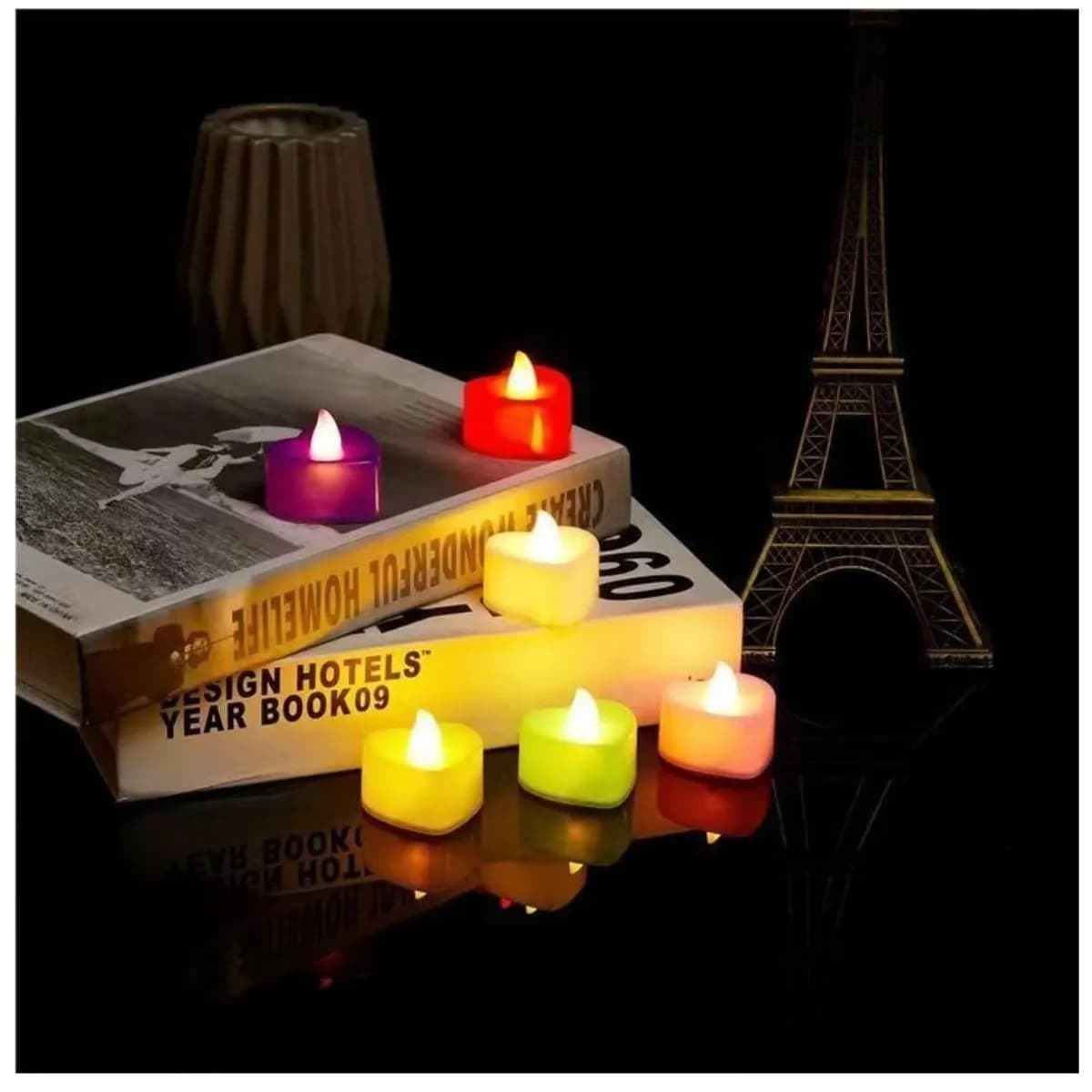 Świeca Elektryczna LED Serce 3,70x4cm Kolorowa