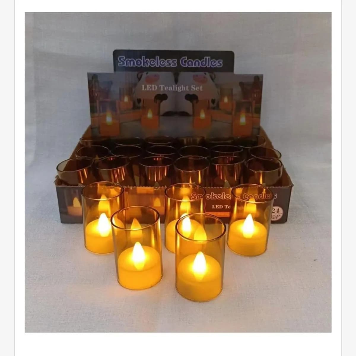 Ozdoba Świąteczna Świeczka LED Tealight 4,20x6cm Bursztynowa
