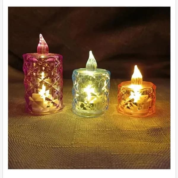 Świeca Elektryczna LED 4x5cm Kryształowa Kolorowa 24szt