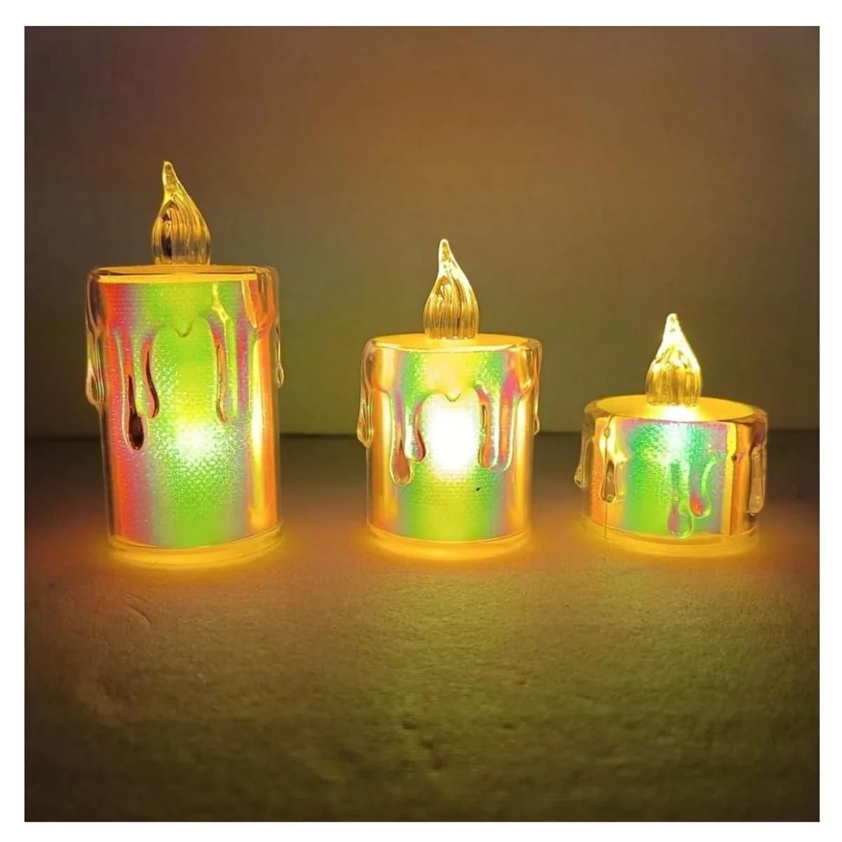 Świeca Elektryczna LED 4x8cm Holograficzna Efekt Wosku