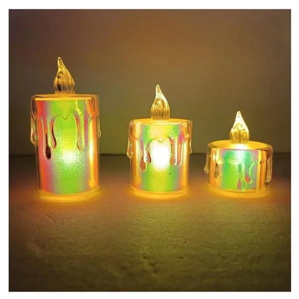 Świeca Elektryczna LED 4x8cm Holograficzna Efekt Wosku