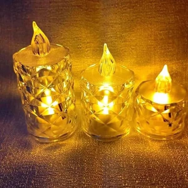 Świeca Elektryczna LED 4x5cm Kryształowa Diamentowa 24szt