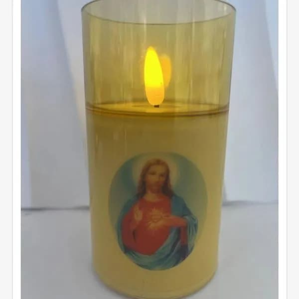 Świeca Elektryczna 6,50x13,50cm LED z Wizerunkiem Jezusa