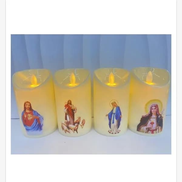 Świeca Elektryczna LED 7,50x12,50cm Motyw Religijny