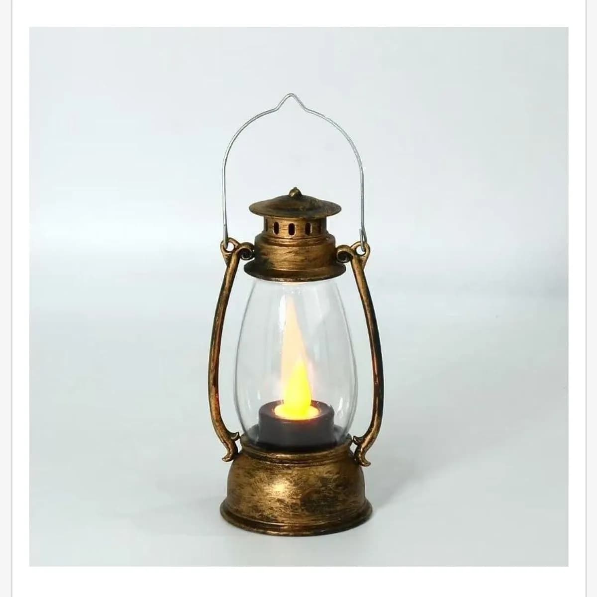 Lampion LED Ozdoba Świąteczna 6x13cm Retro Antyczne Złoto